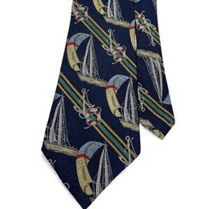 Nautica Silk Tie Vintage 1990's Sailing Yacht Racing Regatta Boat Hand Finished